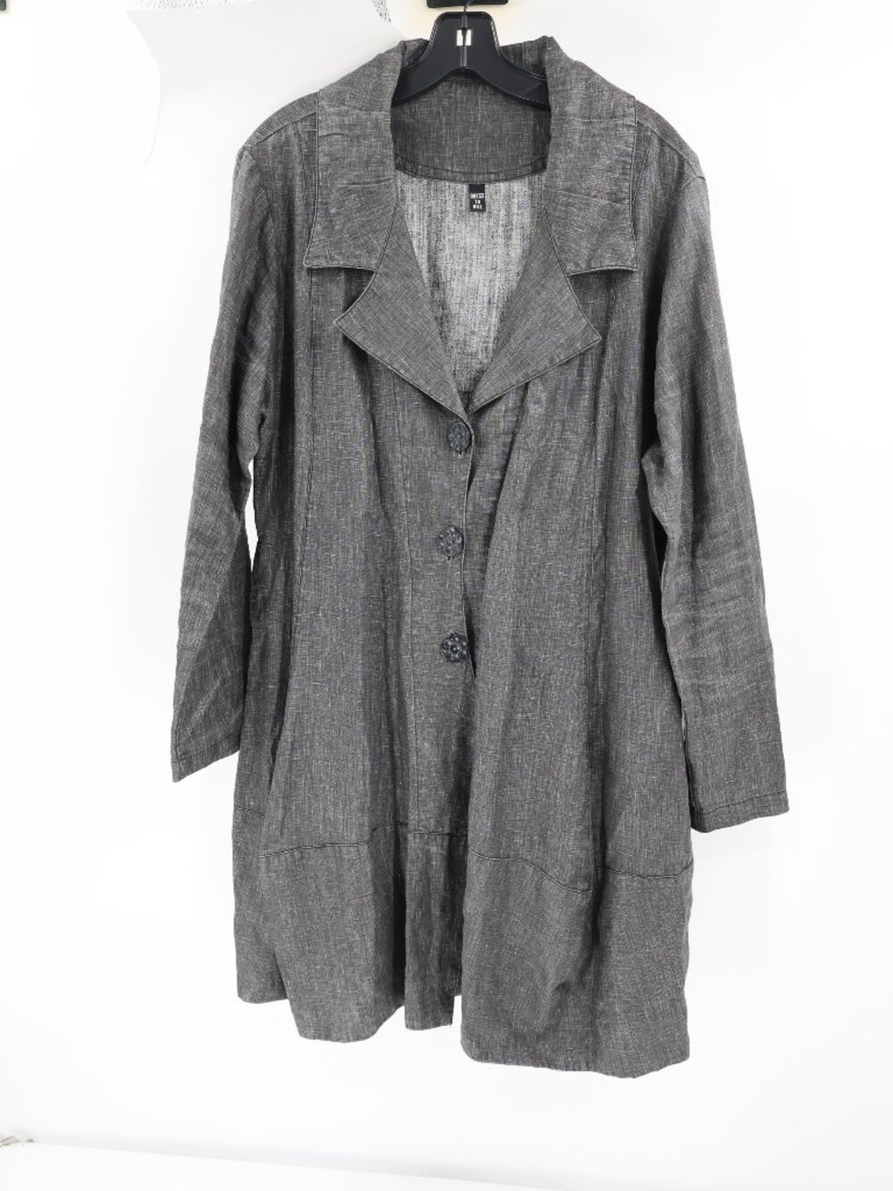 Dress To Kill Jane Mohr Jacket Womens One Size Lagenlook Gray flax linen duster